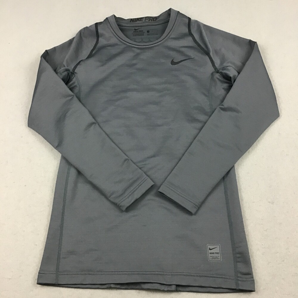 Nike Pro Shirt Men Medium Gray Hyperwarm Fitted Training Compression Base Layer